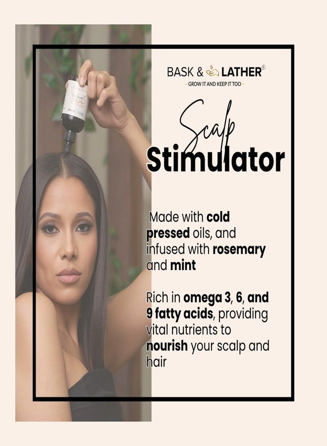 Bask & Lather Scalp Stimulator Hair Growth Oil, Cold Pressed Mint and Rosemary Blend with Grapeseed for Hair Growth, Organic Natural Leave in, All Hair Types, 4 Fl Oz - Image 2